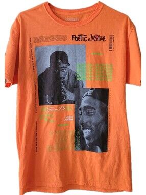 Tupac Shakur Orange Poetic Justice Tee Shirt By Chemistry Unisex fit Size Small.